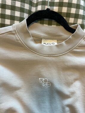 H&M MOVE Light Taupe Crewneck Sweatshirt with White Logo